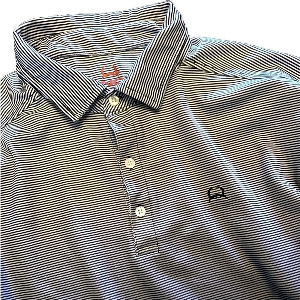 CINCH Golf Polo Men's Shirt L Striped Gradient Black White Short Sleeve RN155737